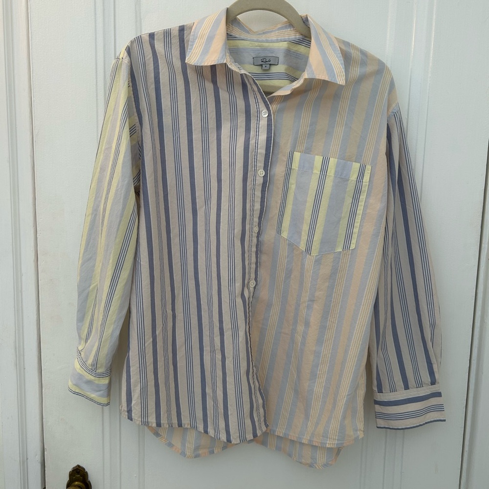 Rails Striped Button-Down Shirt in Blue, Yellow & Cream